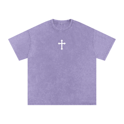 Faith / Snow Washed Oversized Cotton T-Shirt
