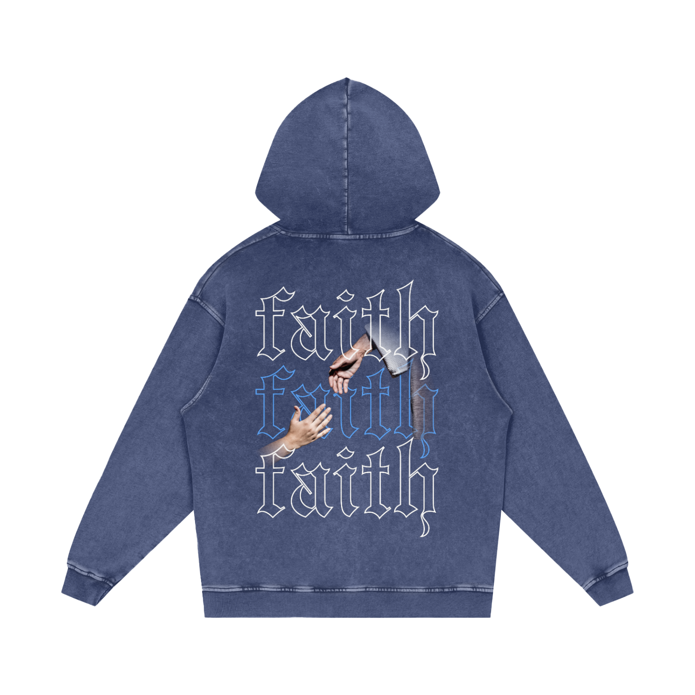 Faith / Snow Washed Loose Cotton Hoodie
