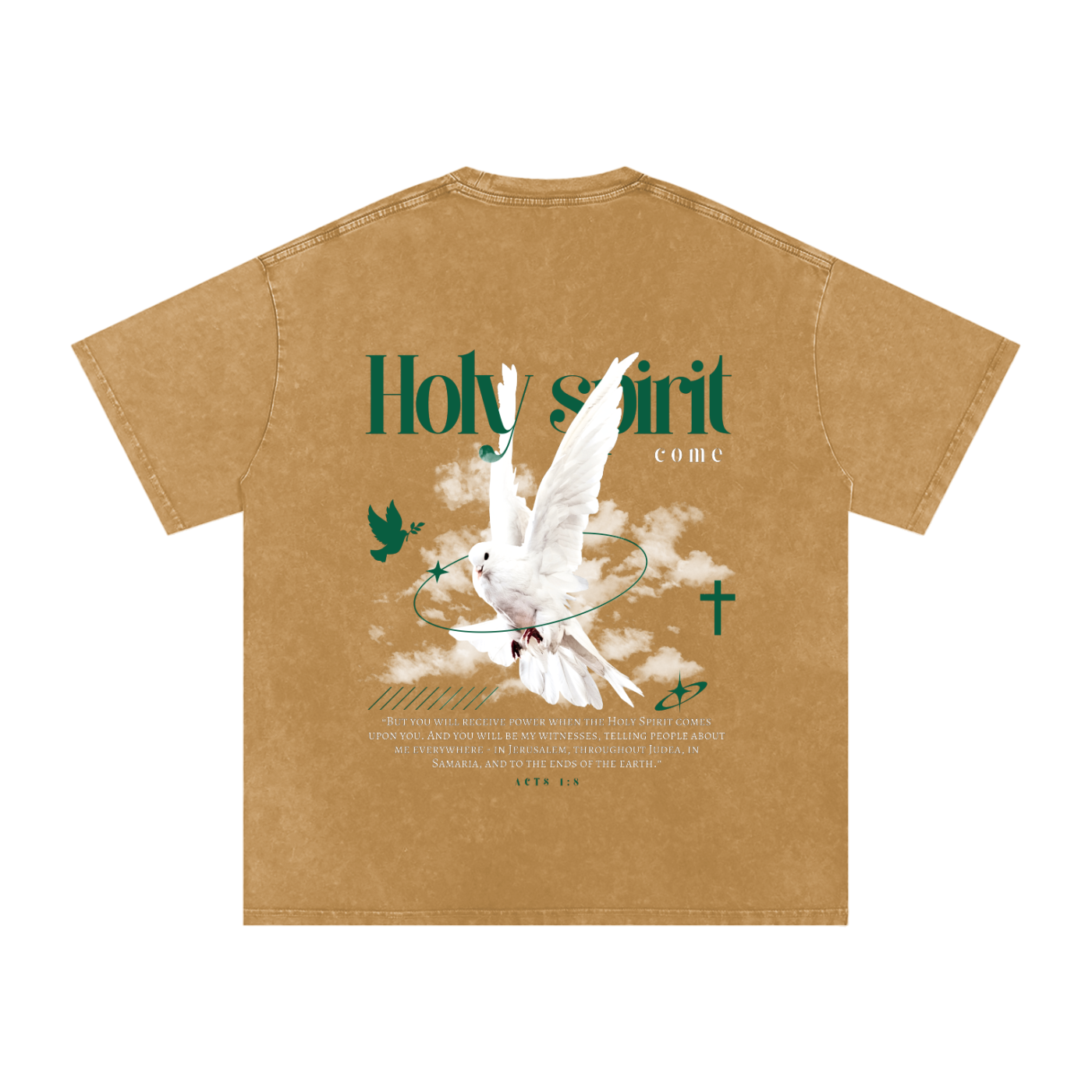 Holy Spirit come / Snow Washed Oversized Cotton T-Shirt