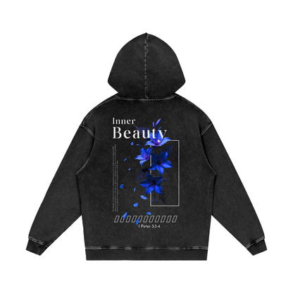Snow Washed Loose Cotton Hoodie