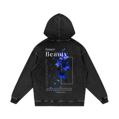 Snow Washed Loose Cotton Hoodie