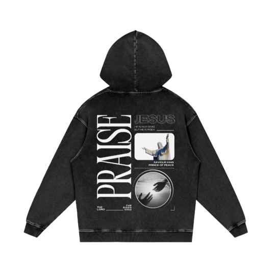 Praise Jesus / Snow Washed Loose Cotton Hoodie