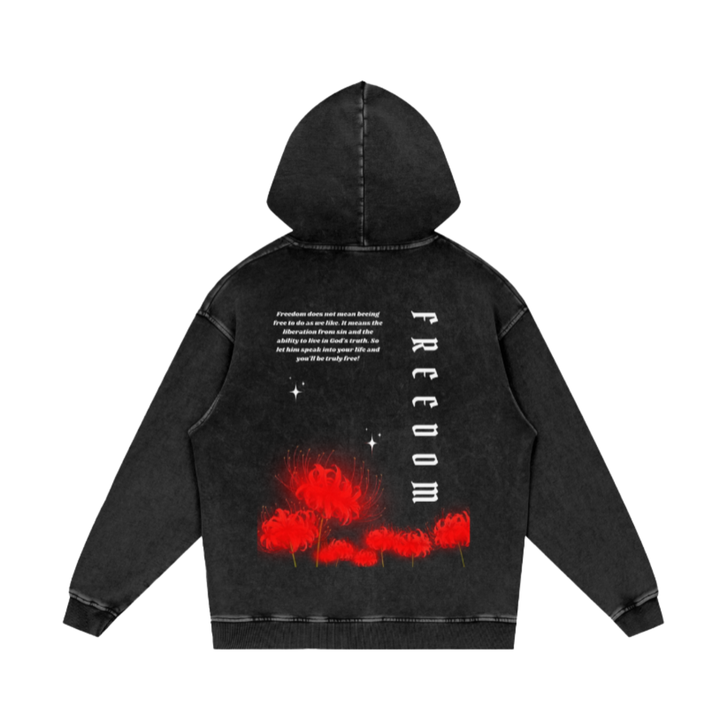 Freedom / Snow Washed Loose Cotton Hoodie