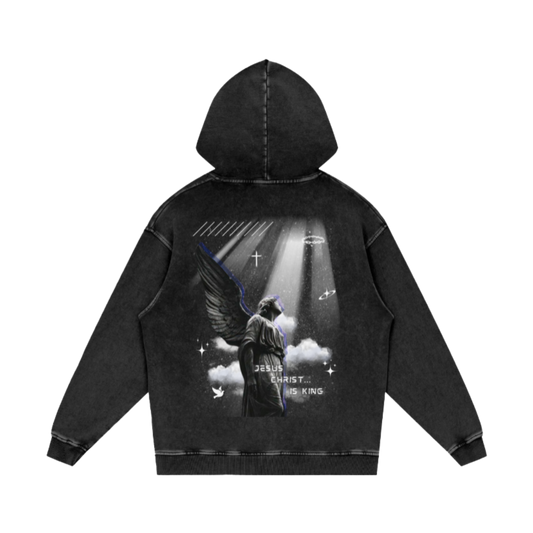 Jesus Christ is King / Snow Washed Loose Cotton Hoodie