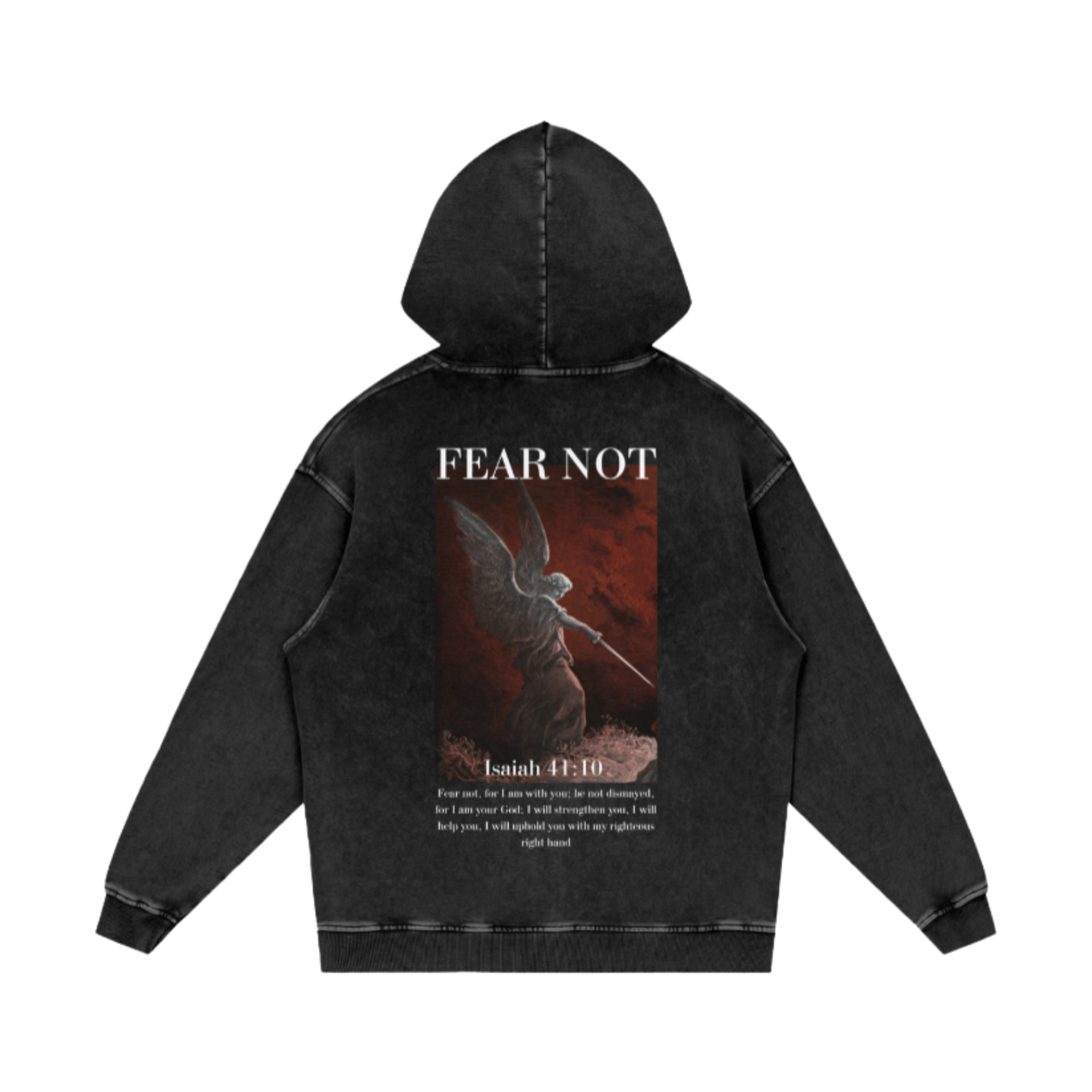 Fear not / Snow Washed Loose Cotton Hoodie
