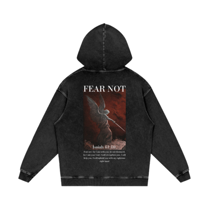 Fear not / Snow Washed Loose Cotton Hoodie