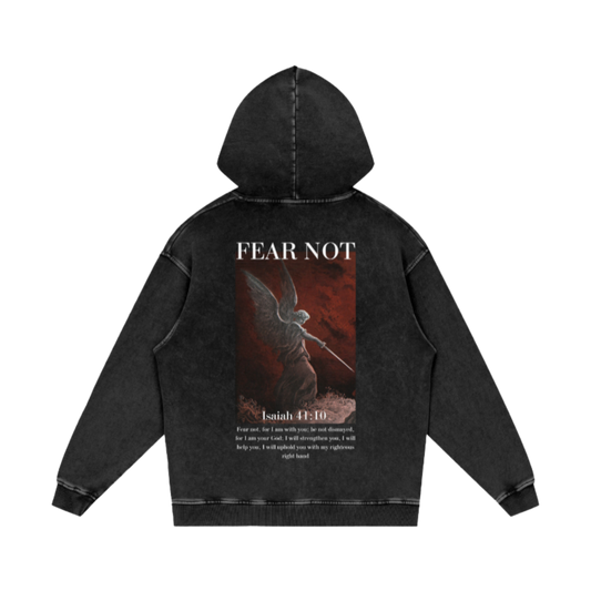 Fear not / Snow Washed Loose Cotton Hoodie