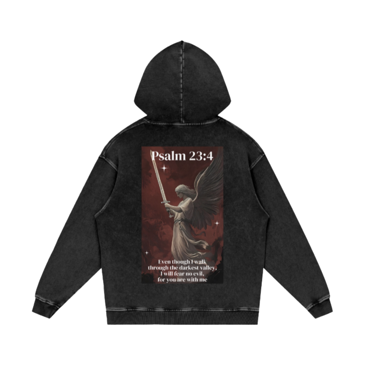 Î will fear no evil / Snow Washed Loose Cotton Hoodie