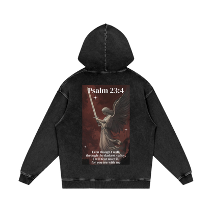 Î will fear no evil / Snow Washed Loose Cotton Hoodie