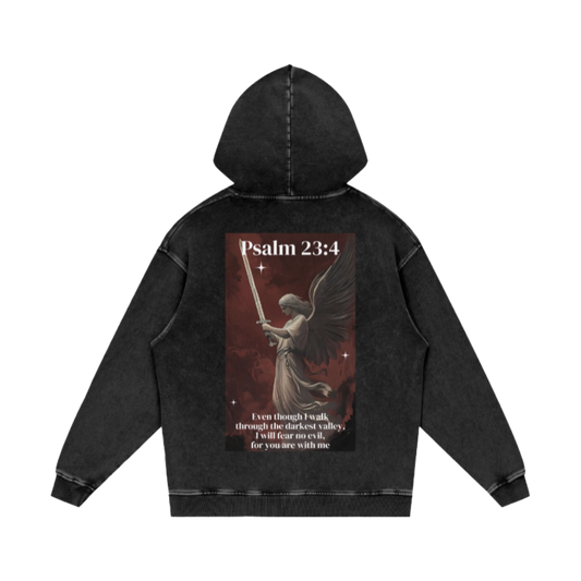 Î will fear no evil / Snow Washed Loose Cotton Hoodie