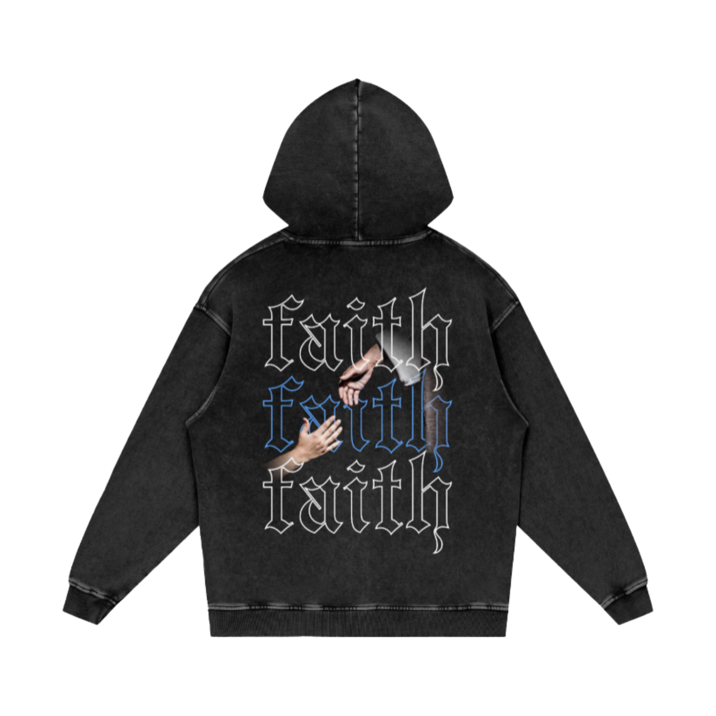 Faith / Snow Washed Loose Cotton Hoodie