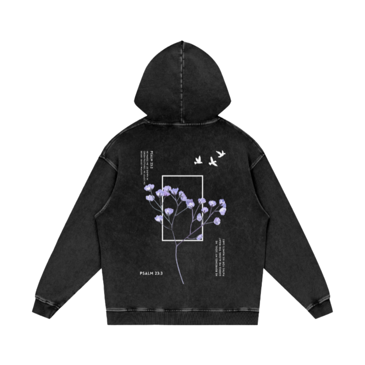 Psalm 23 / Snow Washed Loose Cotton Hoodie