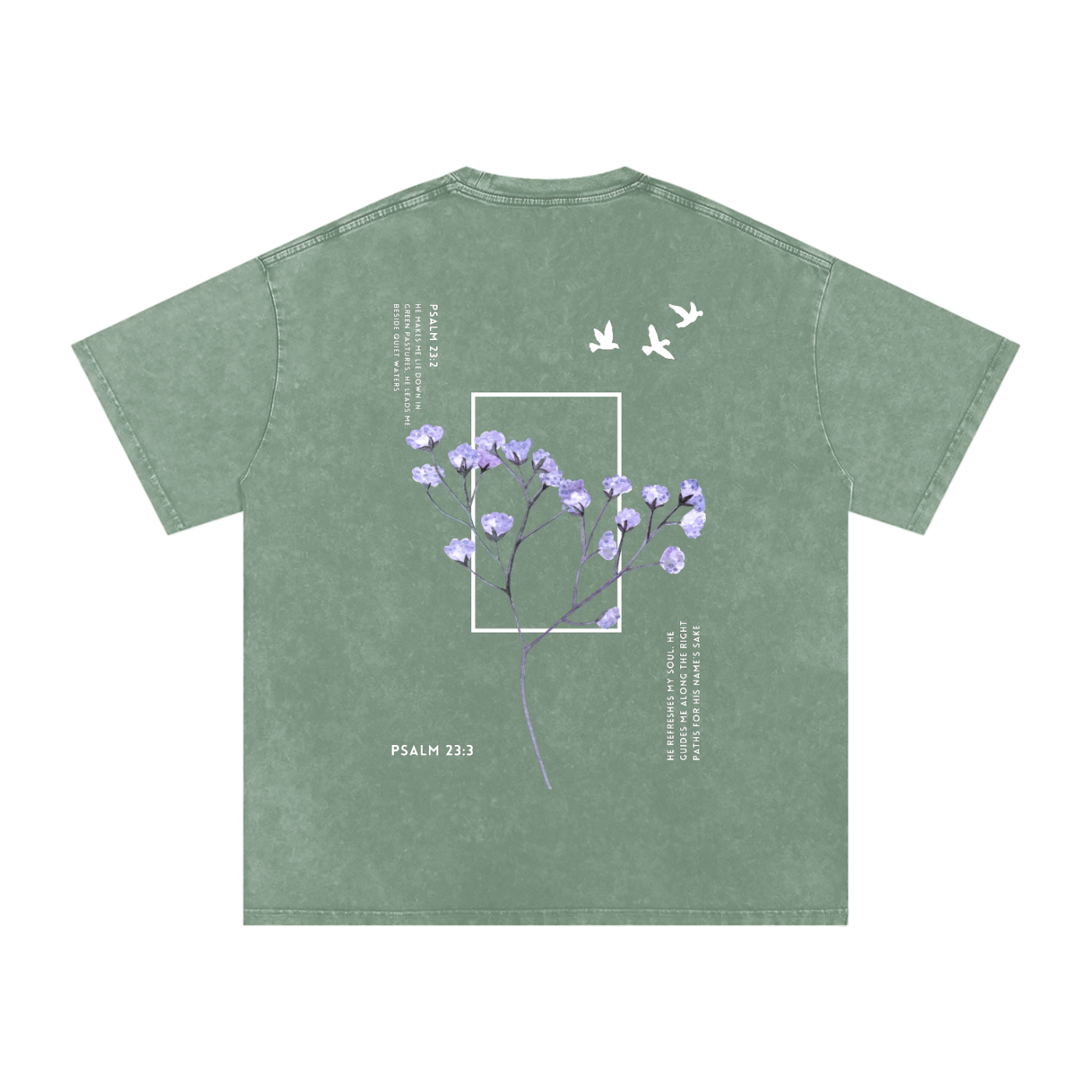 Psalm 23 / Snow Washed Oversized Cotton T-Shirt