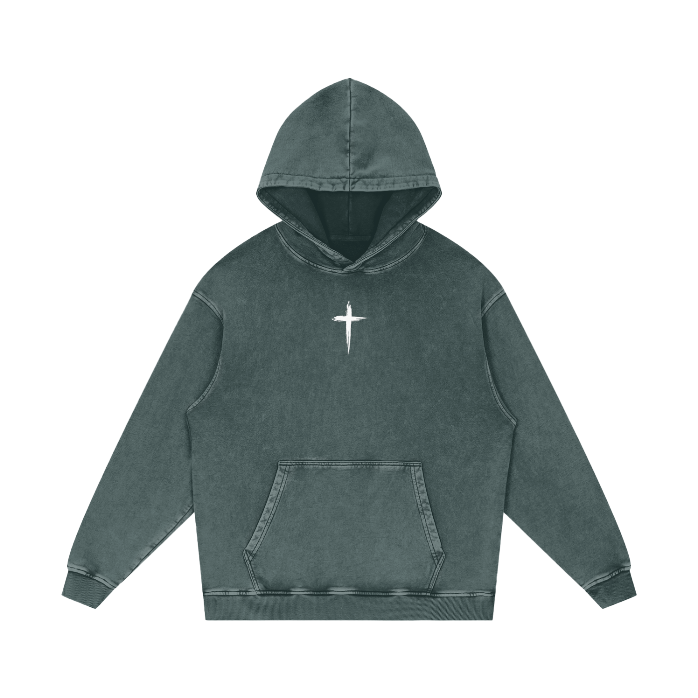 Î will fear no evil / Snow Washed Loose Cotton Hoodie