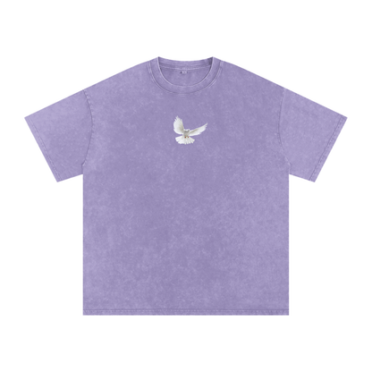 Holy Spirit come / Snow Washed Oversized Cotton T-Shirt