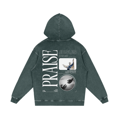 Praise Jesus / Snow Washed Loose Cotton Hoodie