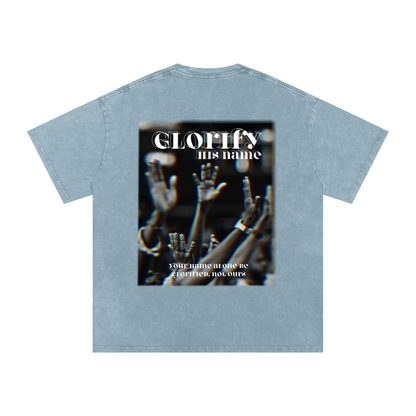 Glorify his name / Snow Washed Oversized Cotton T-Shirt