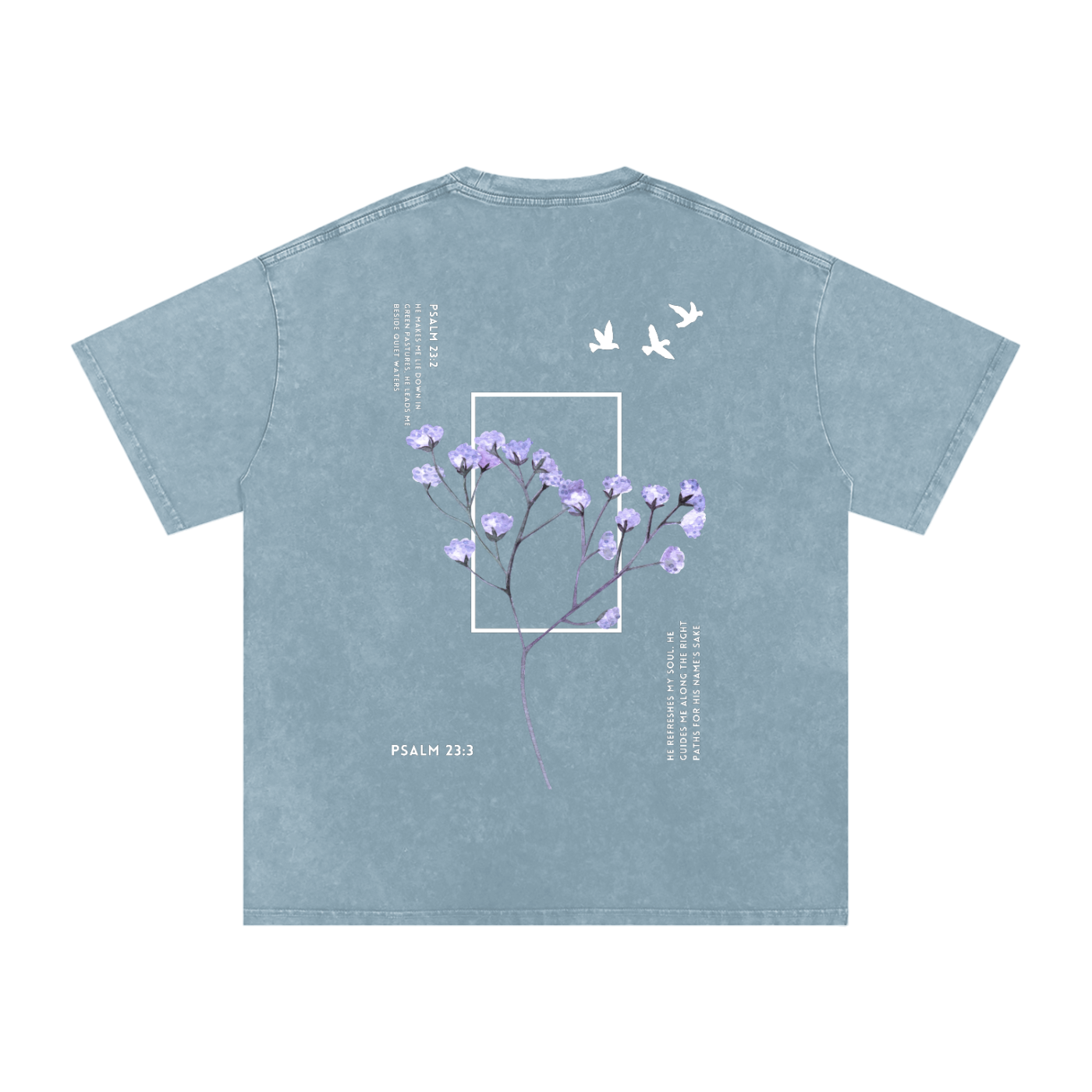 Psalm 23 / Snow Washed Oversized Cotton T-Shirt