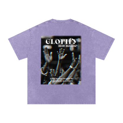 Glorify his name / Snow Washed Oversized Cotton T-Shirt