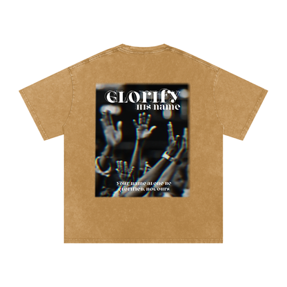 Glorify his name / Snow Washed Oversized Cotton T-Shirt
