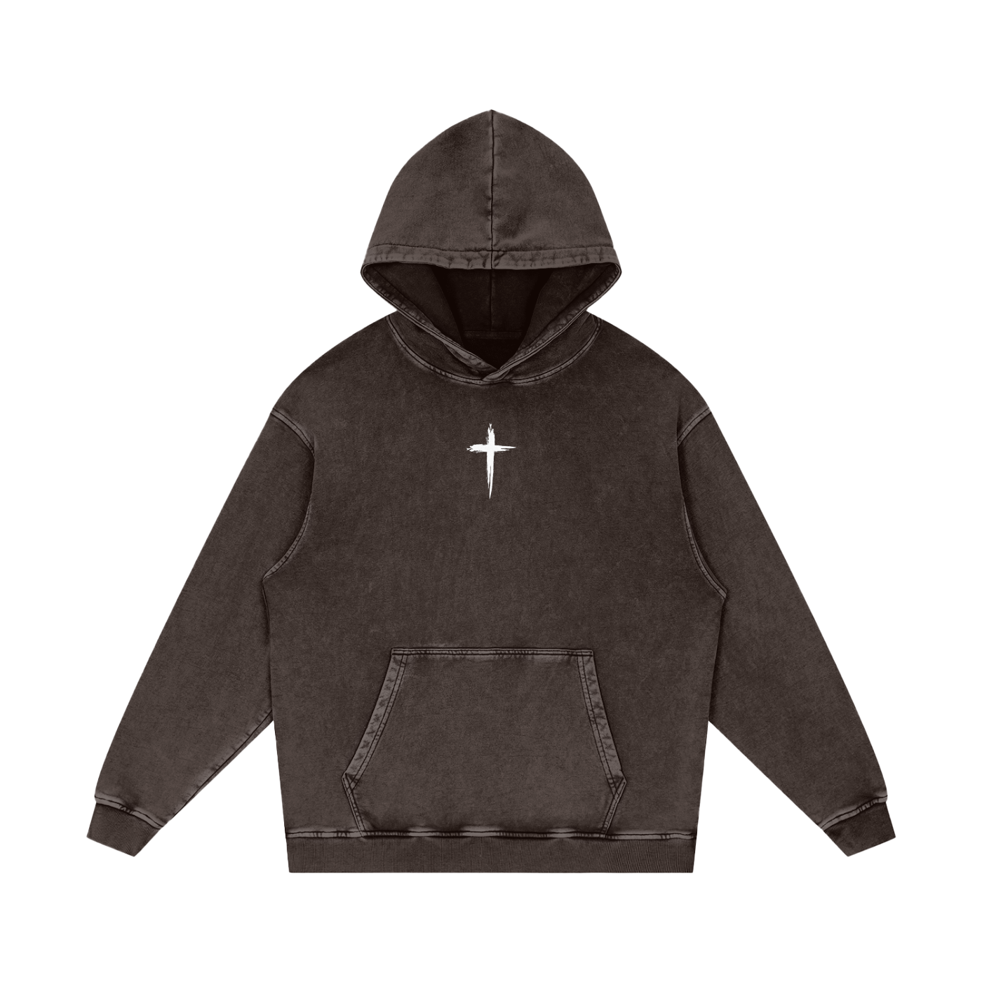 Î will fear no evil / Snow Washed Loose Cotton Hoodie