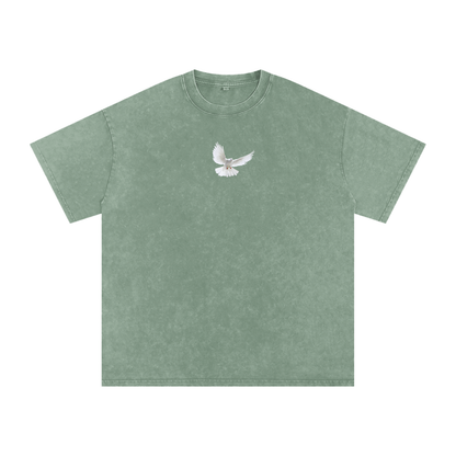 Holy Spirit come / Snow Washed Oversized Cotton T-Shirt