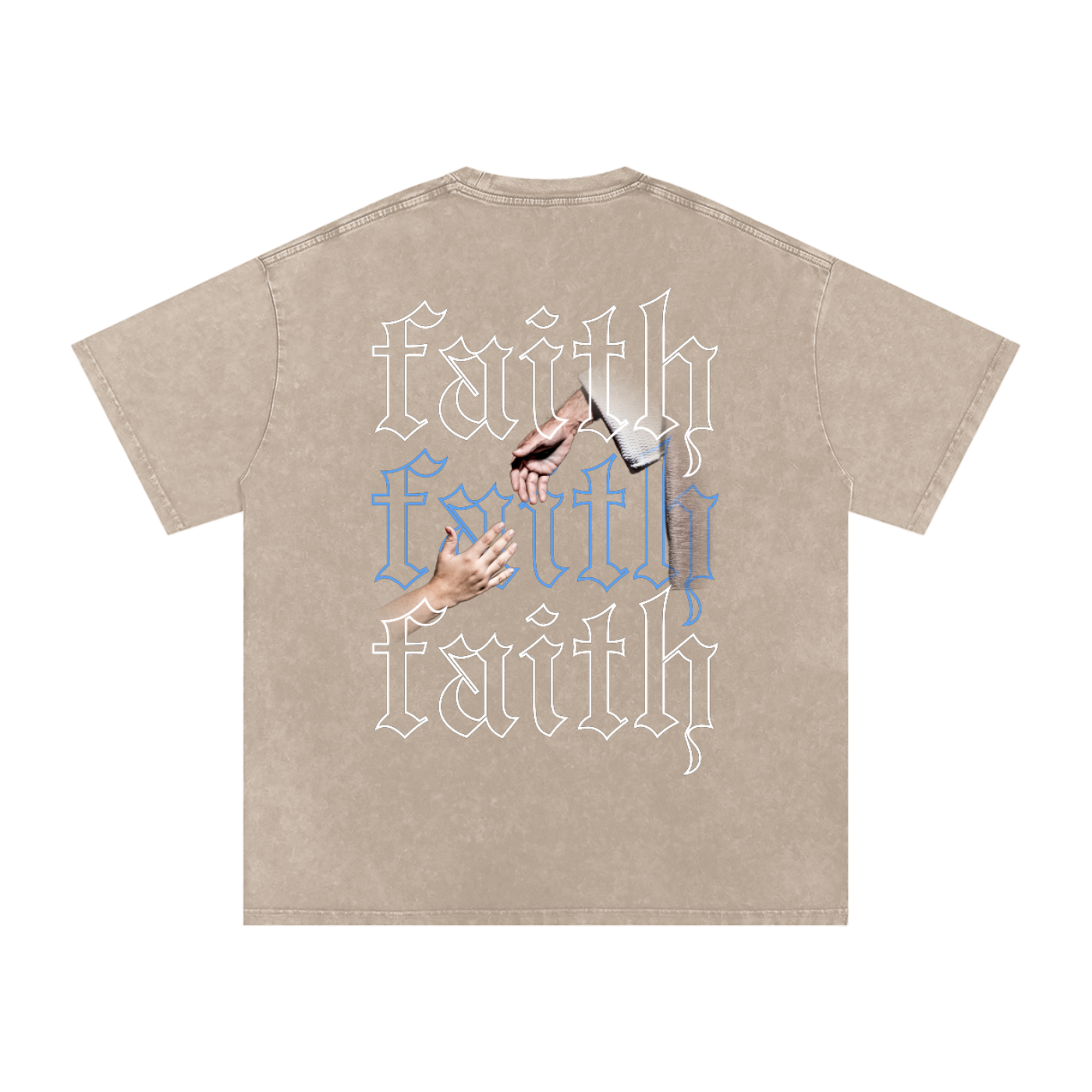 Faith / Snow Washed Oversized Cotton T-Shirt