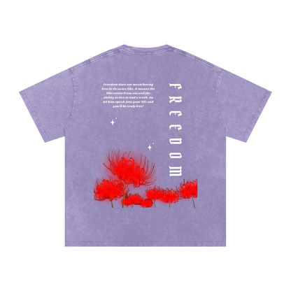 Freedom / Snow Washed Oversized Cotton T-Shirt