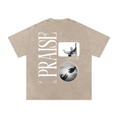 Praise Jesus / Snow Washed Oversized Cotton T-Shirt