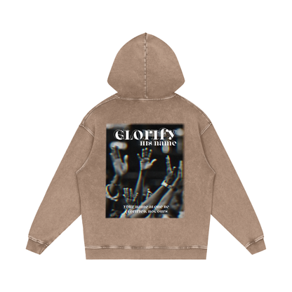 Glorify his name / Snow Washed Loose Cotton Hoodie