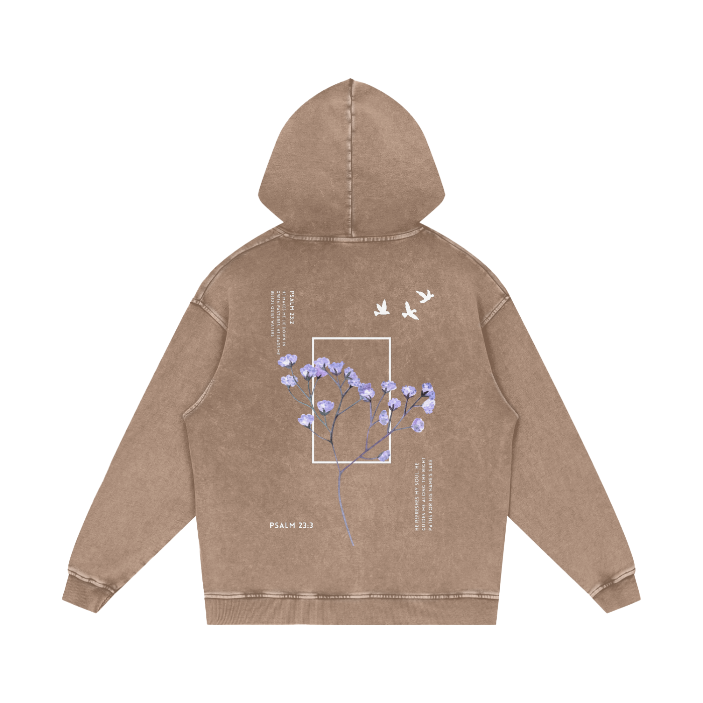 Psalm 23 / Snow Washed Loose Cotton Hoodie