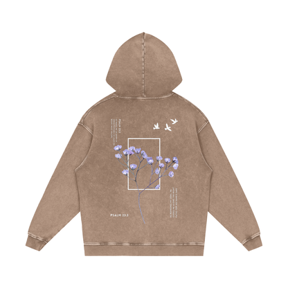 Psalm 23 / Snow Washed Loose Cotton Hoodie