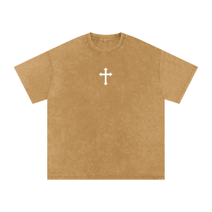 Faith / Snow Washed Oversized Cotton T-Shirt