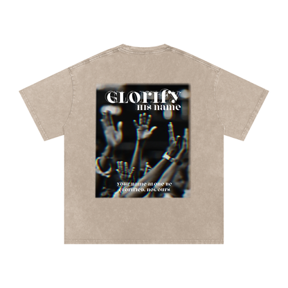 Glorify his name / Snow Washed Oversized Cotton T-Shirt