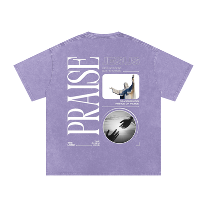 Praise Jesus / Snow Washed Oversized Cotton T-Shirt