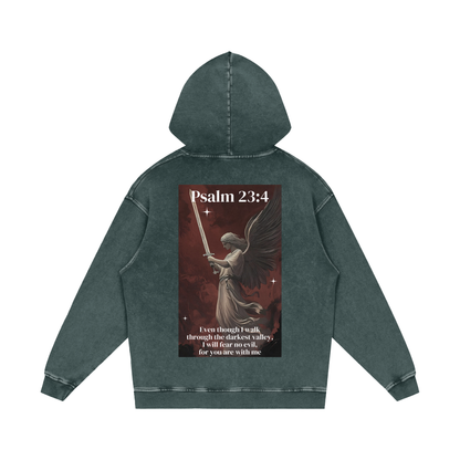Î will fear no evil / Snow Washed Loose Cotton Hoodie