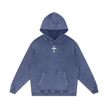 Faith / Snow Washed Loose Cotton Hoodie
