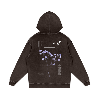 Psalm 23 / Snow Washed Loose Cotton Hoodie