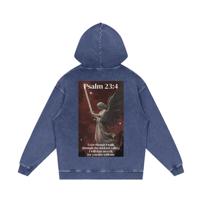 Î will fear no evil / Snow Washed Loose Cotton Hoodie