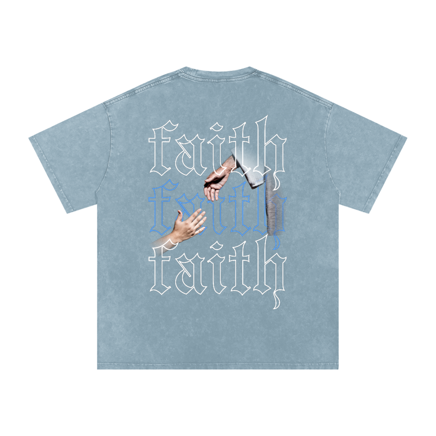 Faith / Snow Washed Oversized Cotton T-Shirt