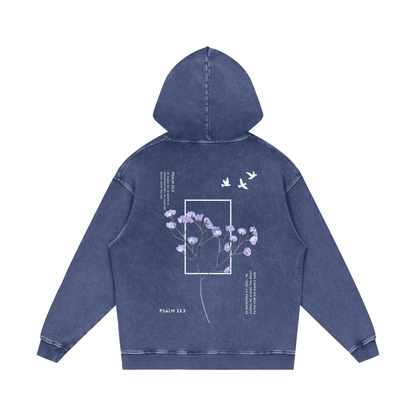 Psalm 23 / Snow Washed Loose Cotton Hoodie