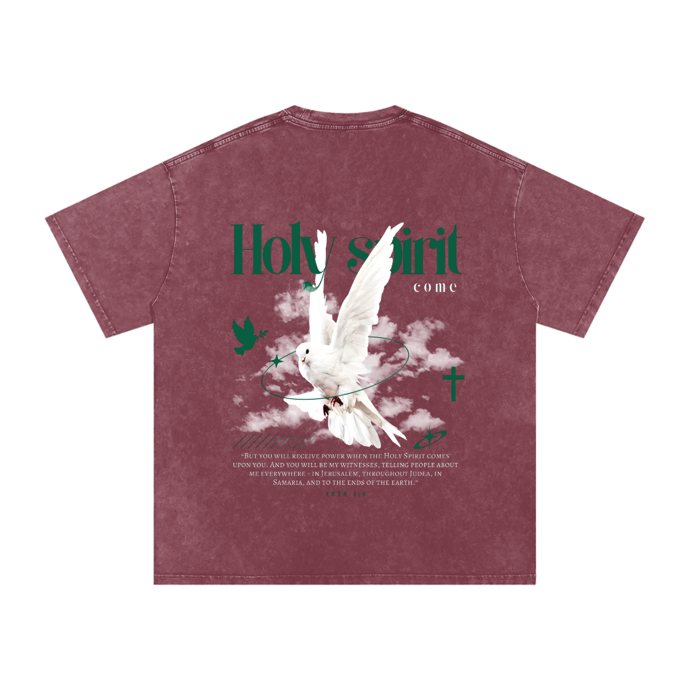 Holy Spirit come / Snow Washed Oversized Cotton T-Shirt
