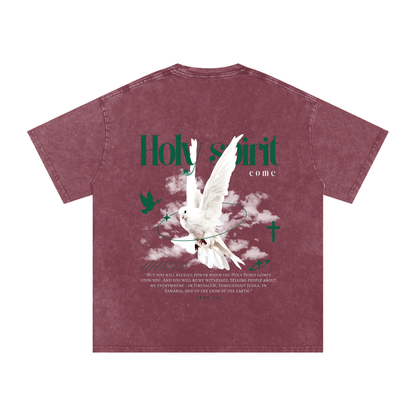 Holy Spirit come / Snow Washed Oversized Cotton T-Shirt
