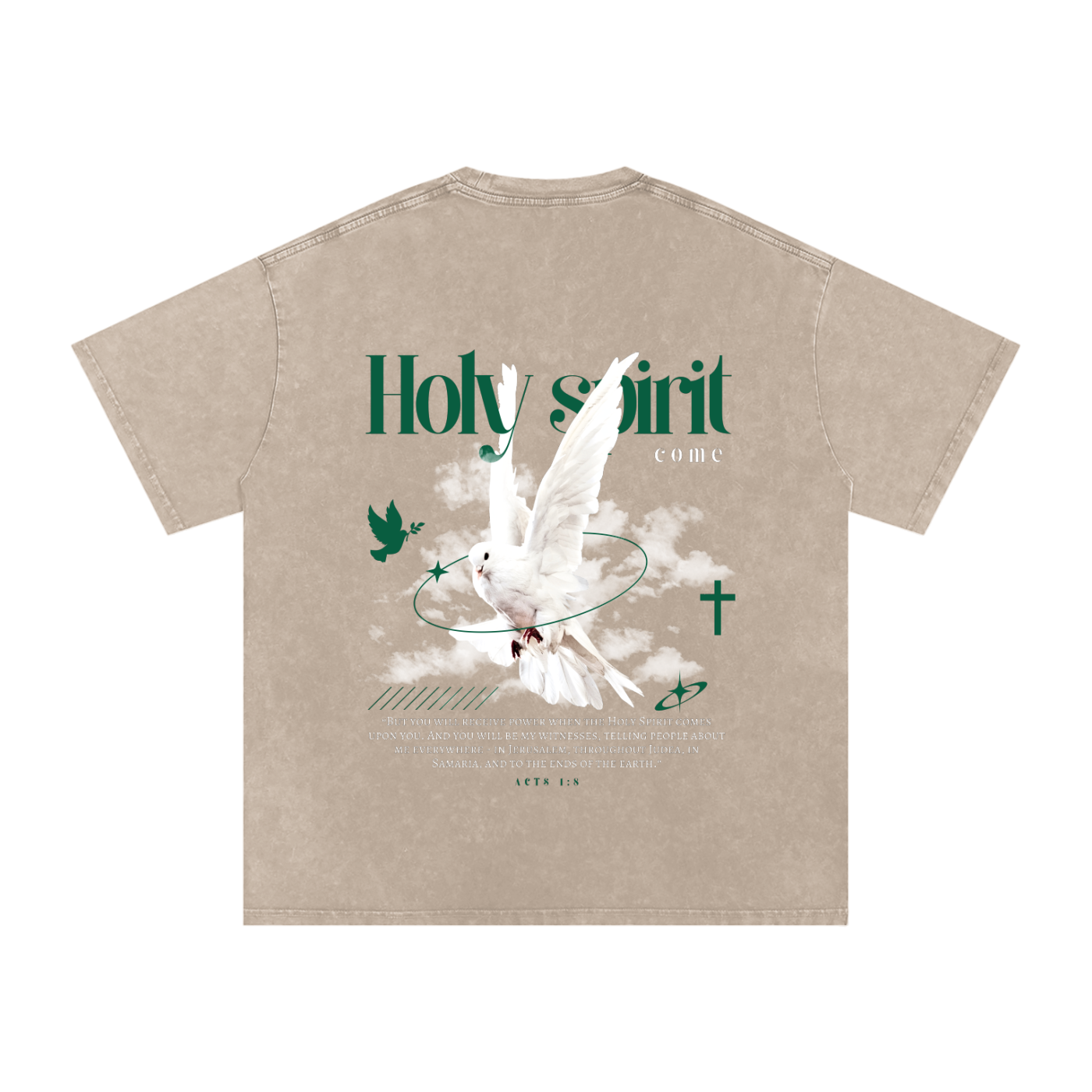 Holy Spirit come / Snow Washed Oversized Cotton T-Shirt