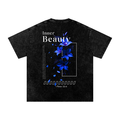 Snow Washed Oversized Cotton T-Shirt