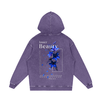 Snow Washed Loose Cotton Hoodie