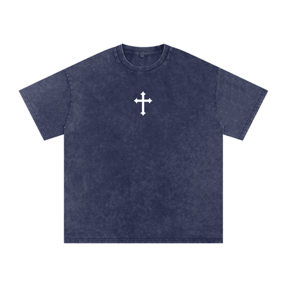 Faith / Snow Washed Oversized Cotton T-Shirt