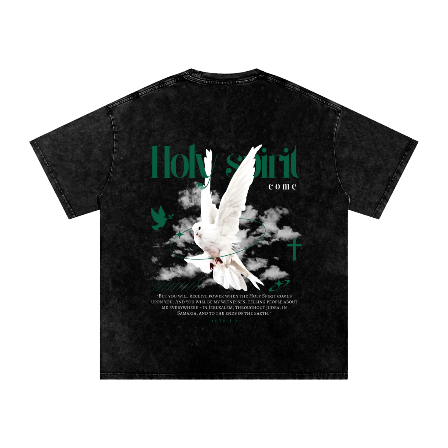 Holy Spirit come / Snow Washed Oversized Cotton T-Shirt