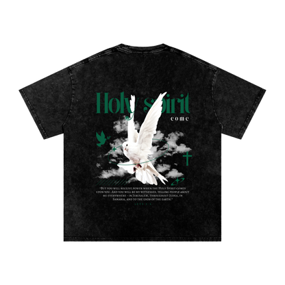 Holy Spirit come / Snow Washed Oversized Cotton T-Shirt
