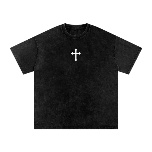 Faith / Snow Washed Oversized Cotton T-Shirt